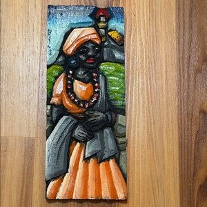 Vintage hand-carved and painted wooden folk art panels from Brazil